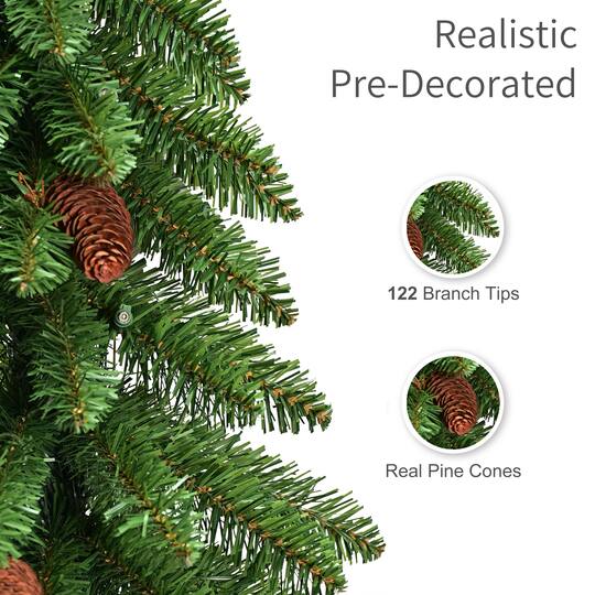 Puleo International 4ft. Pre-Lit Artificial Alpine Christmas Trees with Pinecones, Warm White LED Lights, 2ct.